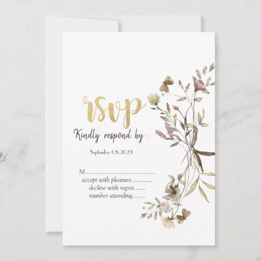 Invitation Fleur sauvage d'aquarelle de Whimsical Meadow RSVP (Devant)