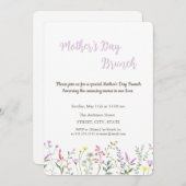 Invitation Fleur sauvage d'aquarelle Fête des Mères Brunch (Devant / Derrière)