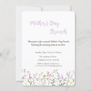 Invitation Fleur sauvage d'aquarelle Fête des Mères Brunch