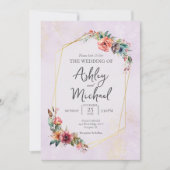 Invitation Fleur sauvage d'aquarelle florale Mariage géométri (Devant)