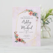 Invitation Fleur sauvage d'aquarelle florale Mariage géométri (Debout devant)