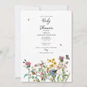 Invitation Fleur sauvage d'aquarelle Insectes Baby shower flo (Devant)