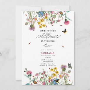 Invitation Fleur sauvage d'aquarelle Insectes Floral Girl Ann