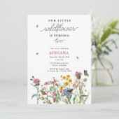 Invitation Fleur sauvage d'aquarelle Insectes florales 1er an (Debout devant)