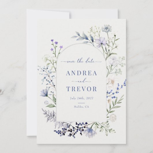 Invitation Fleur sauvage d'aquarelle mariage floral Enregistr (Devant)