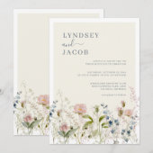 Invitation Fleur sauvage d'aquarelle moderne Mariage floral (Devant / Derrière)