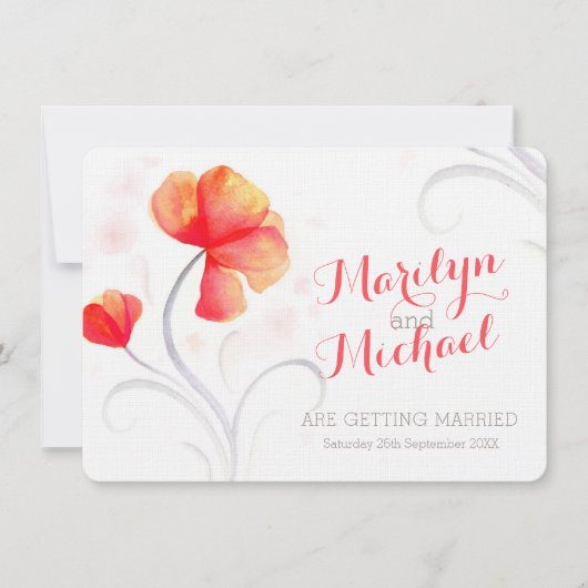 Invitation Fleur sauvage d'aquarelle orange (Devant)