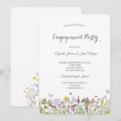 Invitation Fleur sauvage d'aquarelle Papillons Fiançailles (Devant / Derrière)