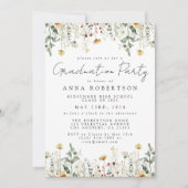 Invitation Fleur sauvage d'aquarelle Partie de graduation de (Devant)