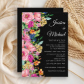 Invitation Fleur sauvage d'aquarelle rose noir