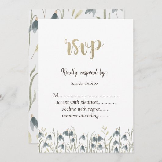 Invitation Fleur sauvage d'aquarelle Snowdrops RSVP (Devant / Derrière)