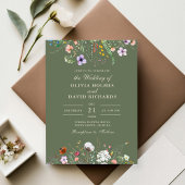 Invitation Fleur sauvage d'aquarelle verte Sage Mariage de pr