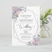 Invitation Fleur sauvage d'aquarelle violet Mariage floral (Debout devant)
