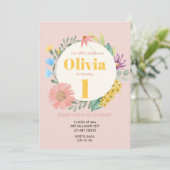 Invitation Fleur sauvage d'aquarelle Wreath Premier anniversa (Debout devant)