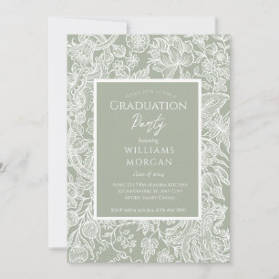 Invitation Fleur sauvage d'art simple Sage Green Line