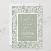 Invitation Fleur sauvage d'art simple Sage Green Line (Devant)