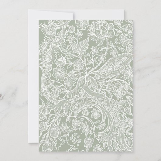Invitation Fleur sauvage d'art simple Sage Green Line (Dos)