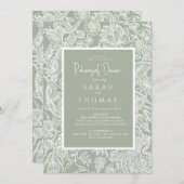 Invitation Fleur sauvage d'art simple Sage Green Line (Devant / Derrière)