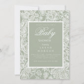 Invitation Fleur sauvage d'art simple Sage Green Line (Devant)