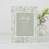 Invitation Fleur sauvage d'art simple Sage Green Line (Debout devant)
