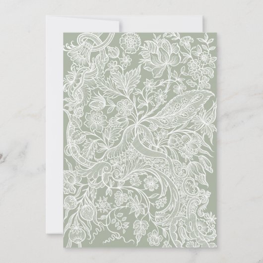 Invitation Fleur sauvage d'art simple Sage Green Line (Dos)