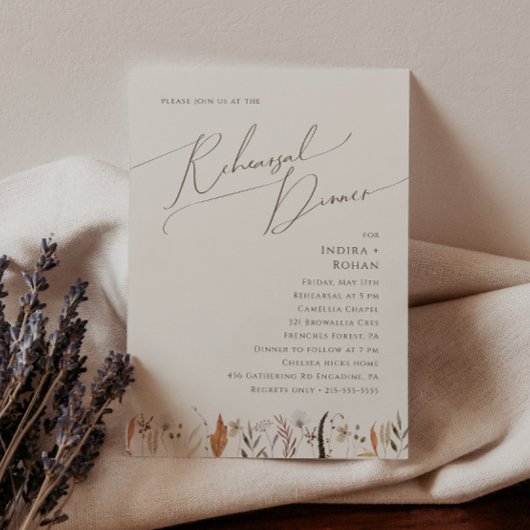 Invitation Fleur sauvage d'automne Boho | Dîner de répétition