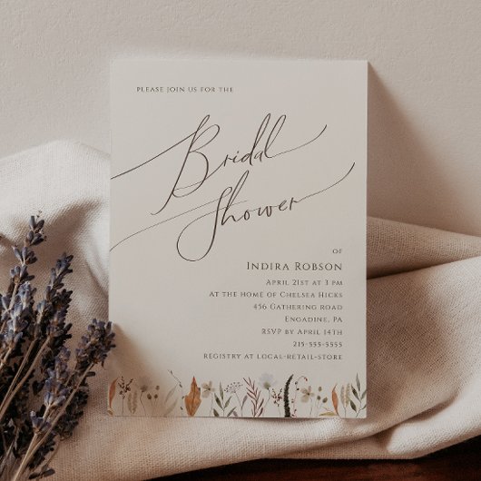 Invitation Fleur sauvage d'automne Boho | Fête des mariées be