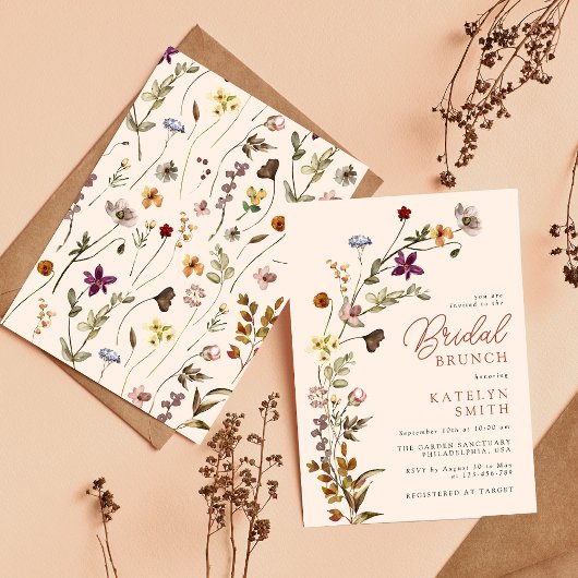 Invitation Fleur sauvage d'automne Boho Garden Floral Bridal 