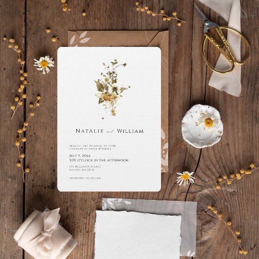 Invitation Fleur sauvage d'automne Boho | Mariage botanique
