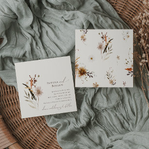Invitation Fleur sauvage d'automne Boho   Mariage Carré beige