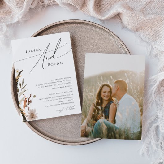 Invitation Fleur sauvage d'automne Boho | Photo Mariage tradi