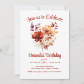 Invitation Fleur sauvage d'automne fête d'anniversaire (Devant)