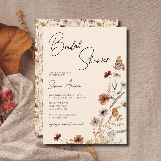 Invitation Fleur sauvage d'automne Fête des mariées Boho