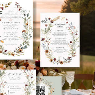 Invitation Fleur sauvage d'automne Floral Wreath Détails du M
