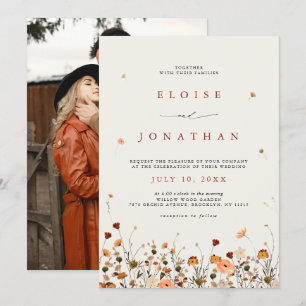 Invitation Fleur sauvage d'automne Jardin Floral Boho Mariage