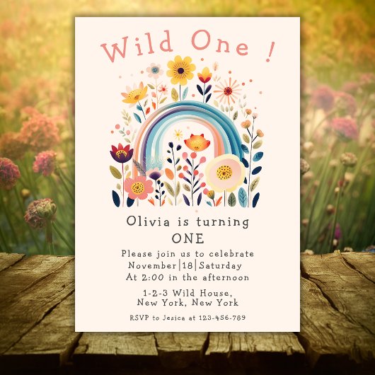 Invitation Fleur sauvage d'automne Wild One First Birthday In
