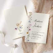 Invitation Fleur sauvage de Bohême Élégant Mariage de calligr