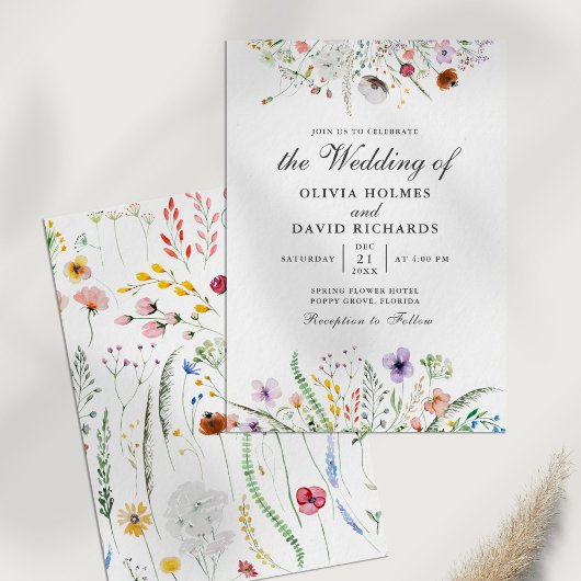 Invitation Fleur sauvage de Boho Watercolor Meadow Wedding In