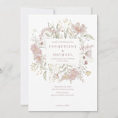 Invitation Fleur sauvage de cadre botanique Dusty Rose Mariag (Devant)