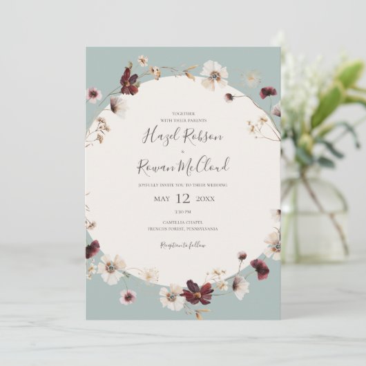 Invitation Fleur sauvage de Cuivre Bourgogne | MARIAGE DÉCONT (Debout devant)