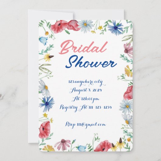 INVITATION fleur sauvage DE DOUCHE BRIDAL (Devant)