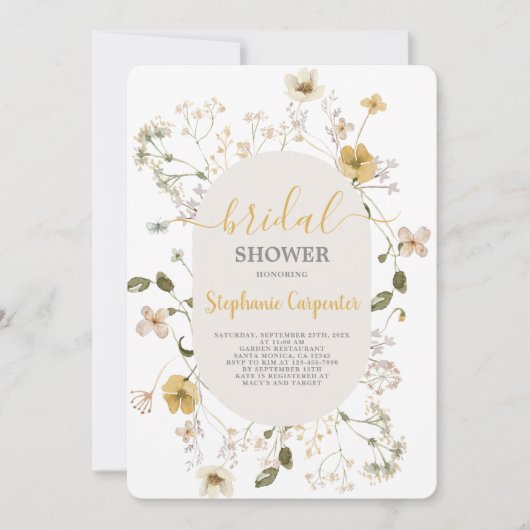 Invitation fleur sauvage de douche nuptiale (Devant)