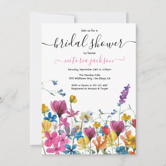 Invitation fleur sauvage de douche nuptiale (Devant)