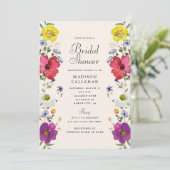 Invitation fleur sauvage de douche nuptiale (Debout devant)