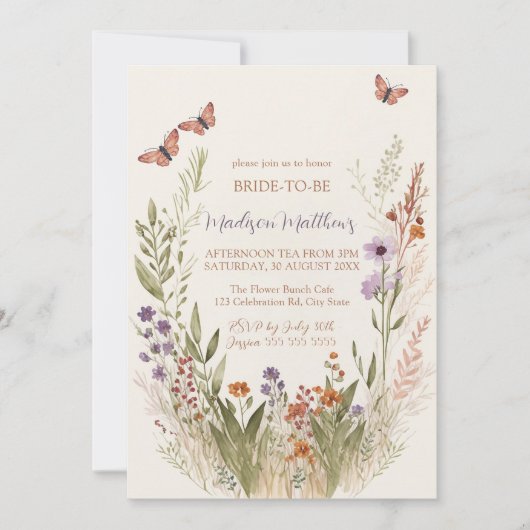 Invitation fleur sauvage de douche nuptiale (Devant)