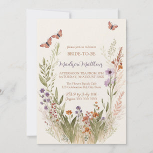 Invitation fleur sauvage de douche nuptiale