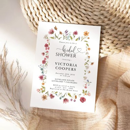 Invitation fleur sauvage de douche nuptiale