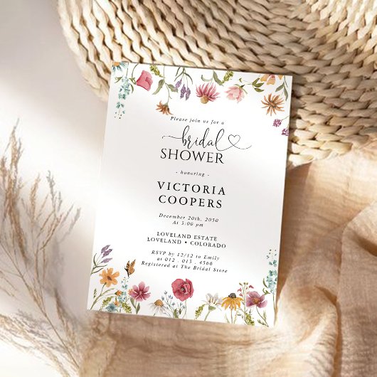 Invitation fleur sauvage de douche nuptiale