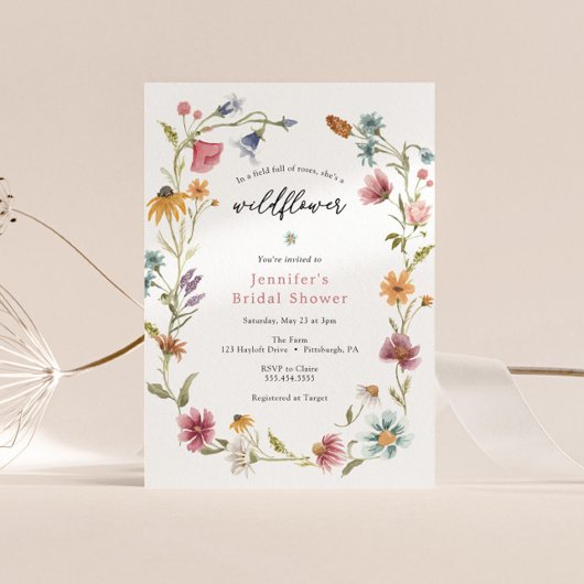 Invitation fleur sauvage de douche nuptiale