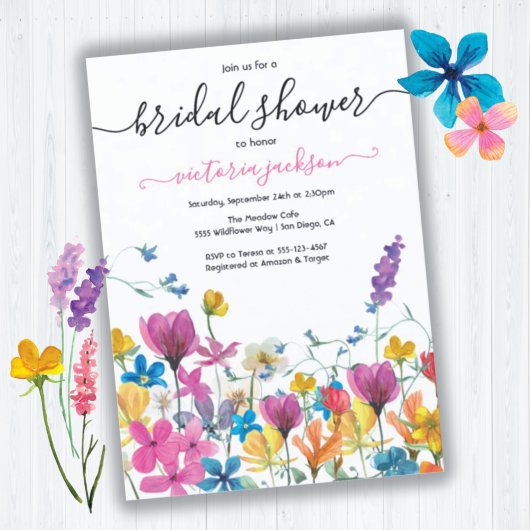 Invitation fleur sauvage de douche nuptiale
